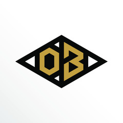 Initial Letter OB Geometric Abstract Diamond Shape Logo Design