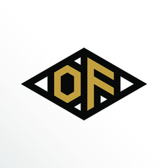 Initial Letter OF Geometric Abstract Diamond Shape Logo Design