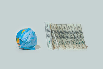 Creative concept of the economic crisis of 2020, monetary inflation during the coronavirus. 