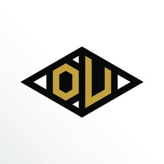 Initial Letter OU Geometric Abstract Diamond Shape Logo Design