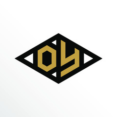 Initial Letter OY Geometric Abstract Diamond Shape Logo Design