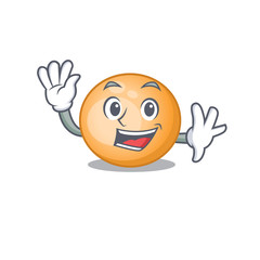 A charismatic staphylocuccus aureus mascot design style smiling and waving hand