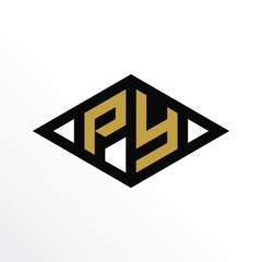 Initial Letter PY Geometric Abstract Diamond Shape Logo Design