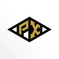 Initial Letter PX Geometric Abstract Diamond Shape Logo Design
