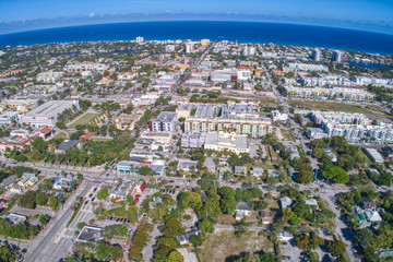 Aerial view of Delray Beach, small city in Southern Florida