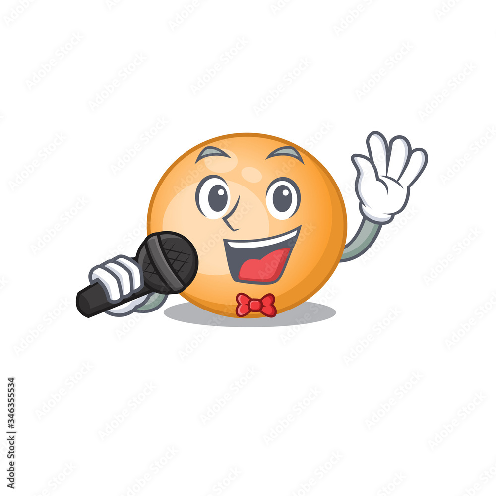 Sticker Talented singer of staphylocuccus aureus cartoon character holding a microphone