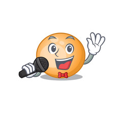 Talented singer of staphylocuccus aureus cartoon character holding a microphone
