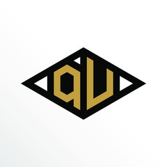 Initial Letter QU Geometric Abstract Diamond Shape Logo Design