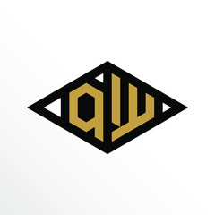 Initial Letter QW Geometric Abstract Diamond Shape Logo Design