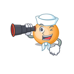 A cartoon icon of staphylocuccus aureus Sailor with binocular