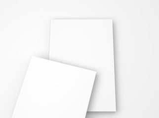 Blank booklet, flyer or brochure mockup template on gray background. 3D Rendering.