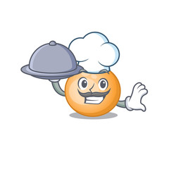 Obraz na płótnie Canvas Staphylocuccus aureus chef cartoon character serving food on tray
