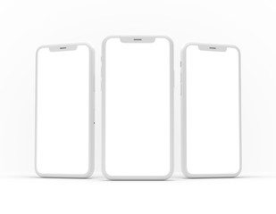 Clay smartphone mockup. 3D rendering.