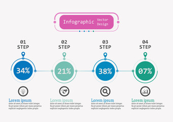 The infographic vector design template for illustration. Timeline infographic design business with 4 options. Creative concept for infographic. Used for layout, workflows, banners, web design.