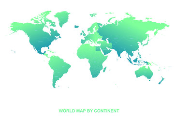 world map vector. high world map countries named by  continent. 