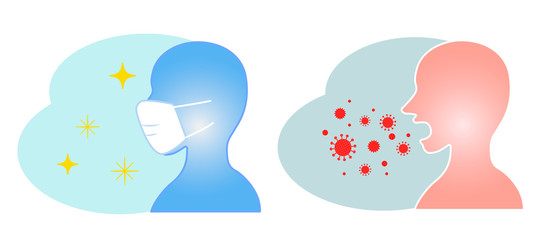 Silhouette illustration of mask spray infection aerosol splash infection