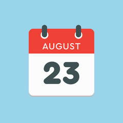 Calendar icon day 23 August, date days of the year