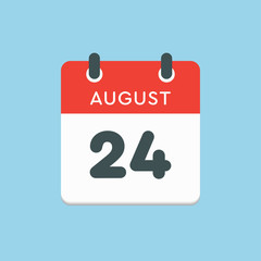 Calendar icon day 24 August, date days of the year