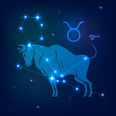 Taurus - constellation of the zodiac at night starry sky