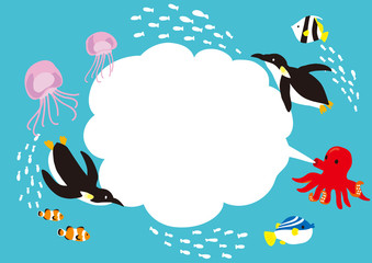 海の生き物たち　背景イラスト