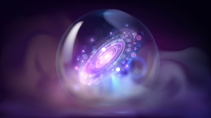 Magic crystal ball with a galaxy inside, prediction of the future and prophecy