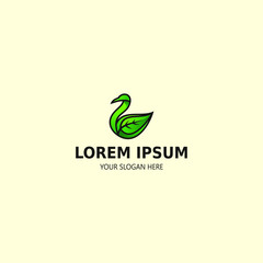 Green Leaf Bird Duck Dove Animal Logo 