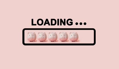 Loading process and pink pig piggy banks