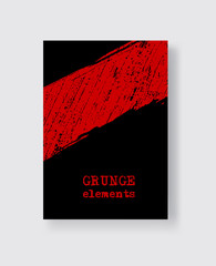 Red grunge brush stroke on black background. Minimalistic style.