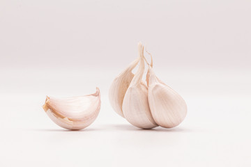 Close up of garlic isolate on white background.