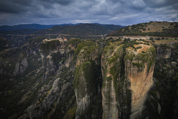 Fototapeta na wymiar Monastery on a high steep rock, Meteora, Greece