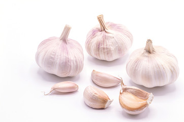 Close up of garlic isolate on white background.