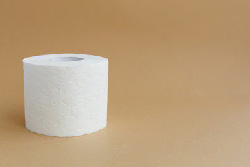roll of white toilet paper on a brown background