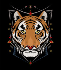 Tiger head illustration. design tiger. design for T shirt , mascot, logo team, sport, metal printing, wall art, sticker