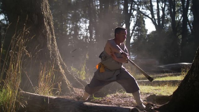 Man Practicing Kung Fu Shaolin