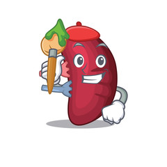 A creative human spleen artist mascot design style paint with a brush
