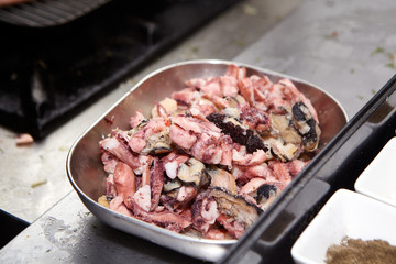 Octopus and seafood chopped and spiced