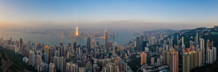 Hong Kong Cityscape Panoramic iat Sunset