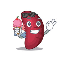 Cartoon design concept of human spleen having an ice cream