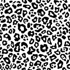 Abstract animal skin, leopard seamless pattern. Jaguar or cheetah fur. Black and white seamless camouflage background. Vector