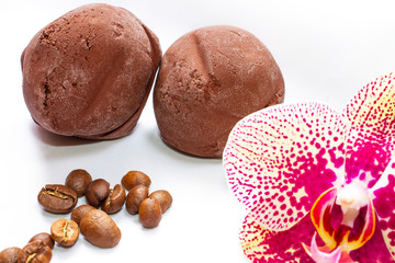 chocolate frosted and orchid flower