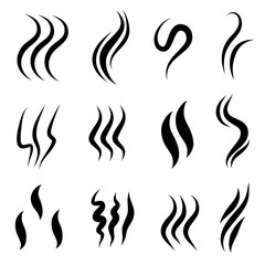 set of hand drawn vector doodle smoke symbol. Aroma smell icon. Vector illustration.