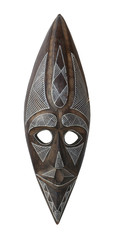 wood mask isolated on white background. Details of modern boho bohemian style eco design interior - 346374314