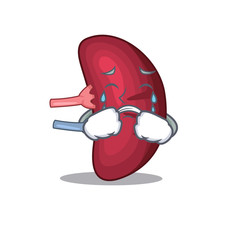 Cartoon character design of human spleen with a crying face