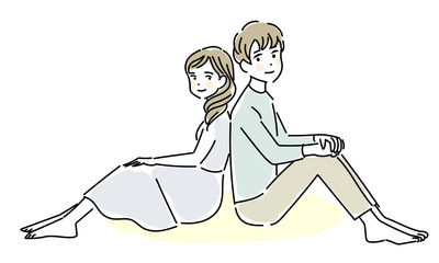 背中を合わせるカップル