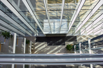 Huge atrium in modern office building. View from the top. 