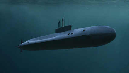 Submarine. Render 3d. Illustration.