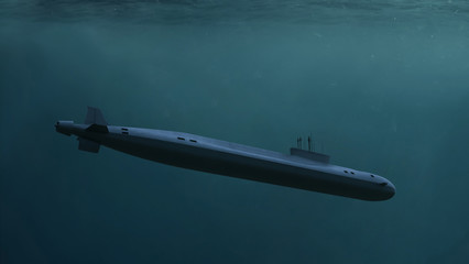Submarine. Render 3d. Illustration.