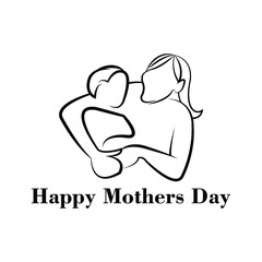 happy mother's day.mother hug son logo illustration