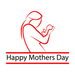 Fototapeta premium Happy mother's day.mother hug baby logo illustration. mom take care boy and daughter