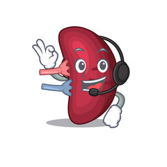 Fototapeta premium A gorgeous human spleen mascot character concept wearing headphone